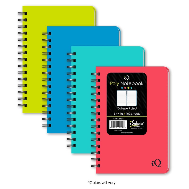 iScholar Double Wire Poly Memo Book  6 x 4  Side Open  Color will Vary (94640) - Image 2
